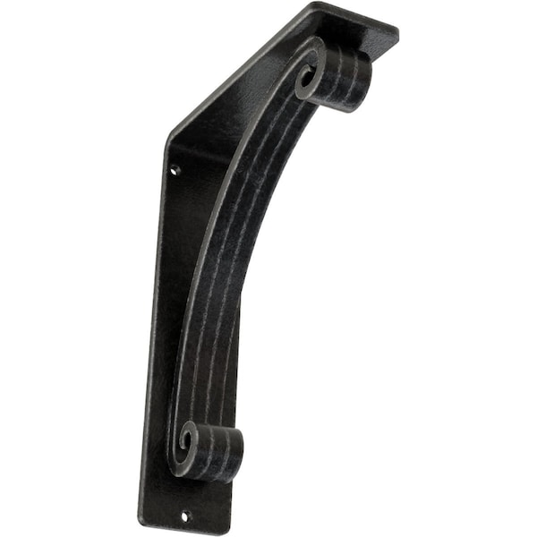 Ekena Millwork Legacy Wrought Iron Bracket, (Triple center brace), Antiqued Pewter 2"W x 5 1/2"D x 8"H BKTM02X05X08TLEAPW - main